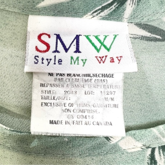 Vintage green bamboo print midi dress M - Picture 10 of 11